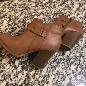 Brown high heel booties